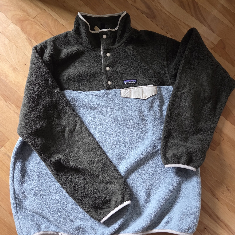 Patagonia Synchilla Fleece Pullover - Olive Green & White Trim